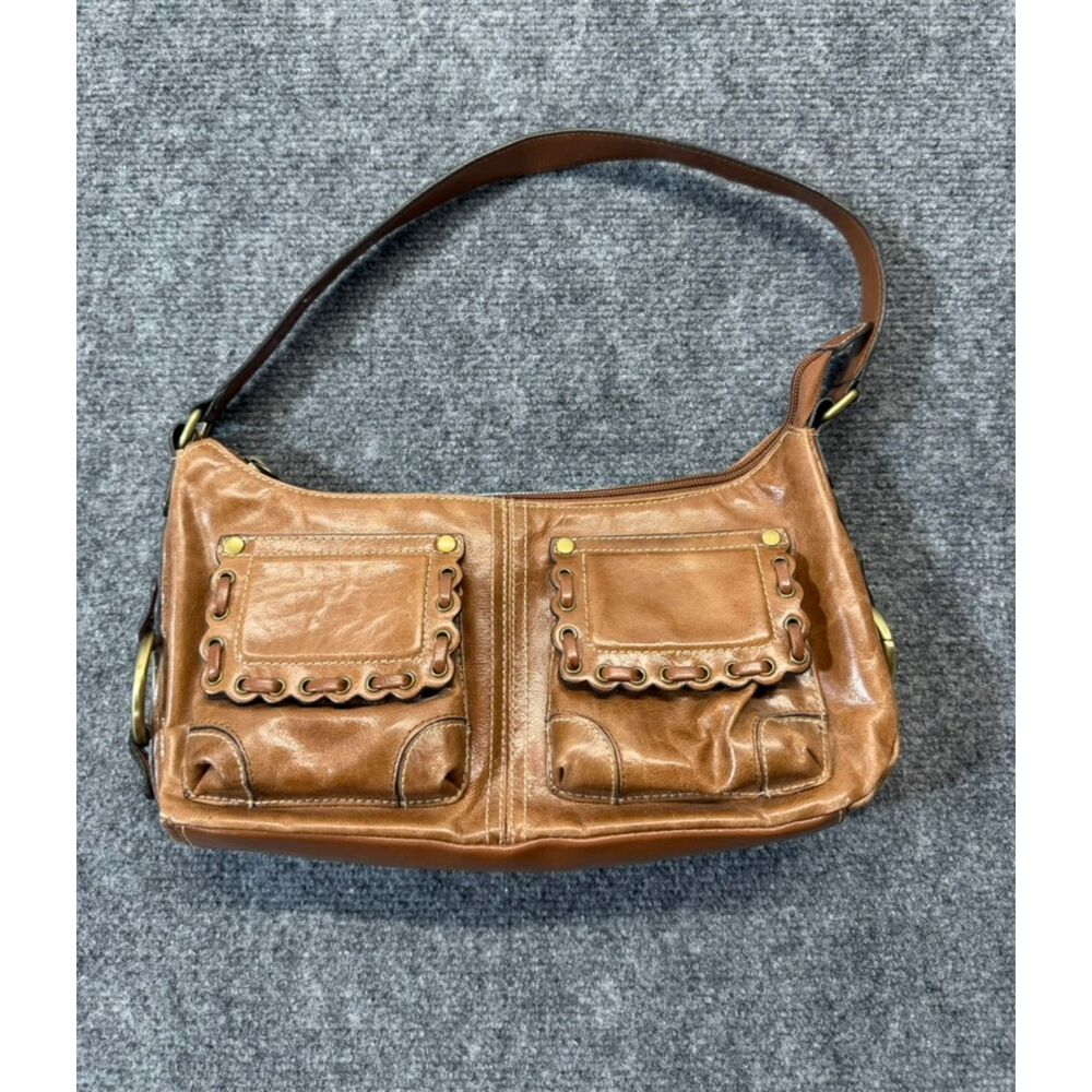Wilsons Leather Brown Genuine Leather Shoulder Bag Y2K Boho Pocket Hobo Purse